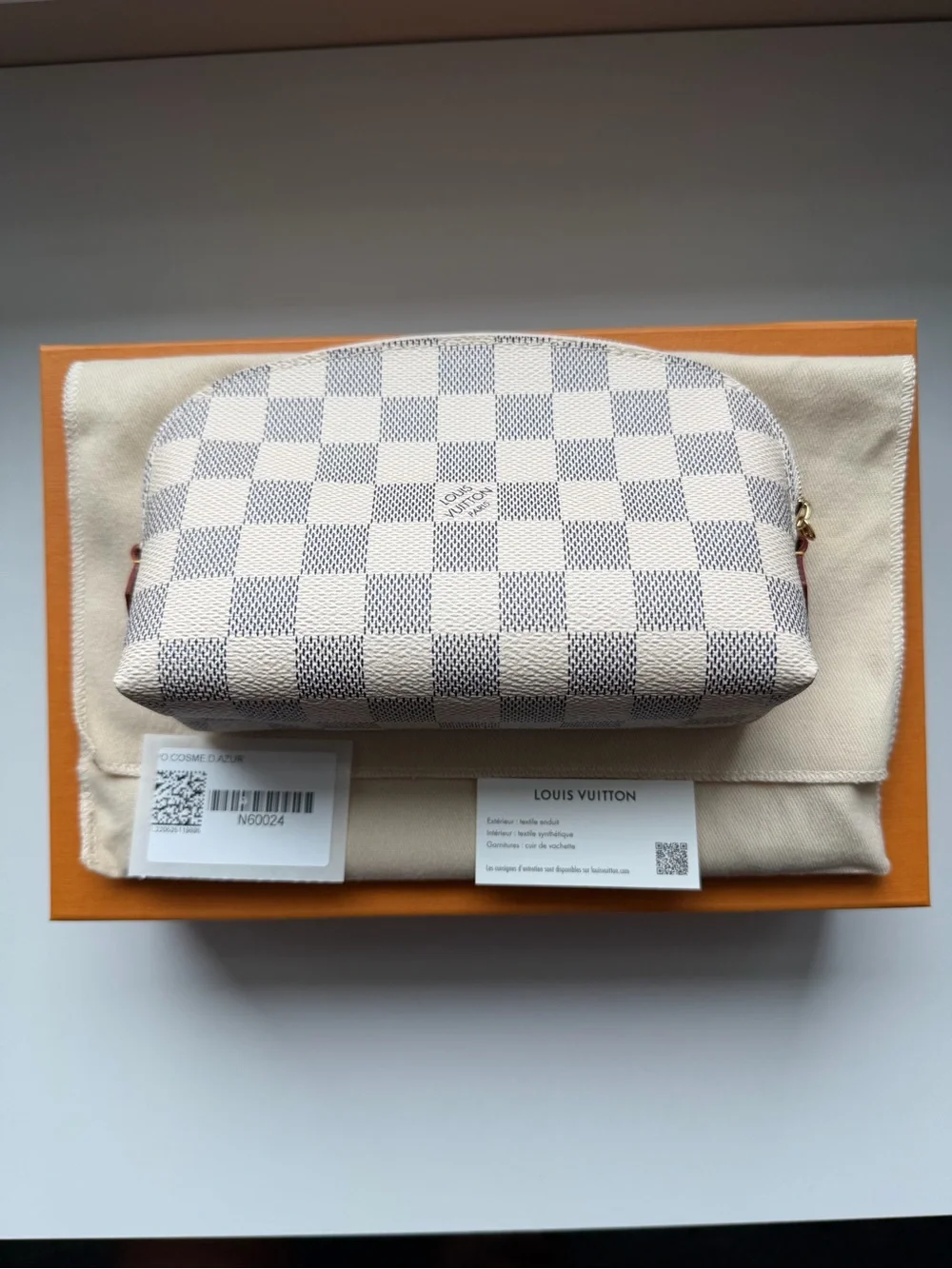 Louis Vuitton Damier Azur Mini Pouch in Cream and Light Gray